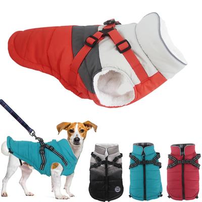 Зимняя теплая куртка для больших собак с шлейкой, одежда для собак лабрадора, водонепроницаемое пальто для больших собак, одежда для французского бульдога