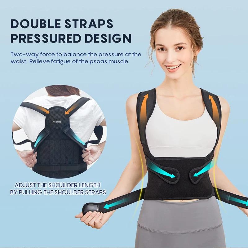Black Waist and Back Posture Correction Belt Adjustable Back Posture Correction Corrector Vest Strap Back Support Belt