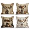 Home Decor Deer with Flowers Floral Pattern Pillow Cover Pattern Cushion Cover Suitable for Sofa Bedroom Car Pillow Cover