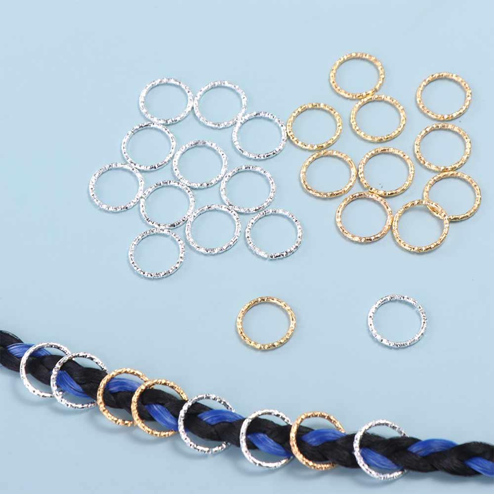 50PCS Opening Hoop Circle Dreadlocks Beads Charm Cuff Clip Hair Braids Styling Tool Hair Rings