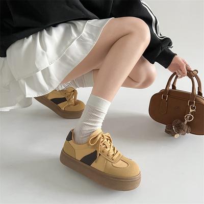 Универсальные ретро-платформенные немецкие кроссовки женские новинка 2025 года весна и осень увеличивающие рост маленькие белые туфли легкие повседневные мягкие базовые пластины ш