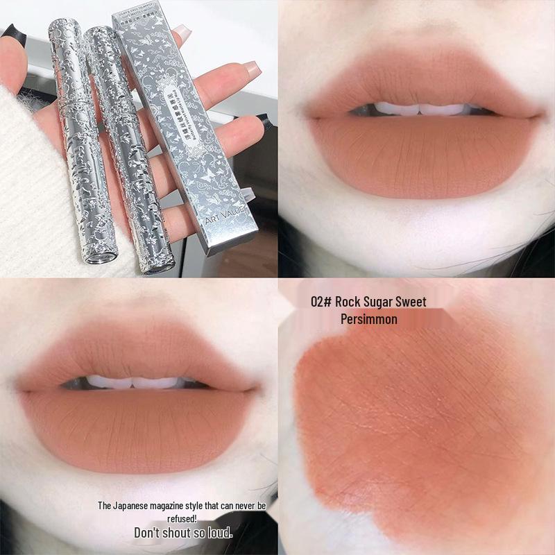 ART VALUE Velvet Matte Butterfly Lip Mud - Long-lasting, Non-drying, Whitening Lipstick for Students.