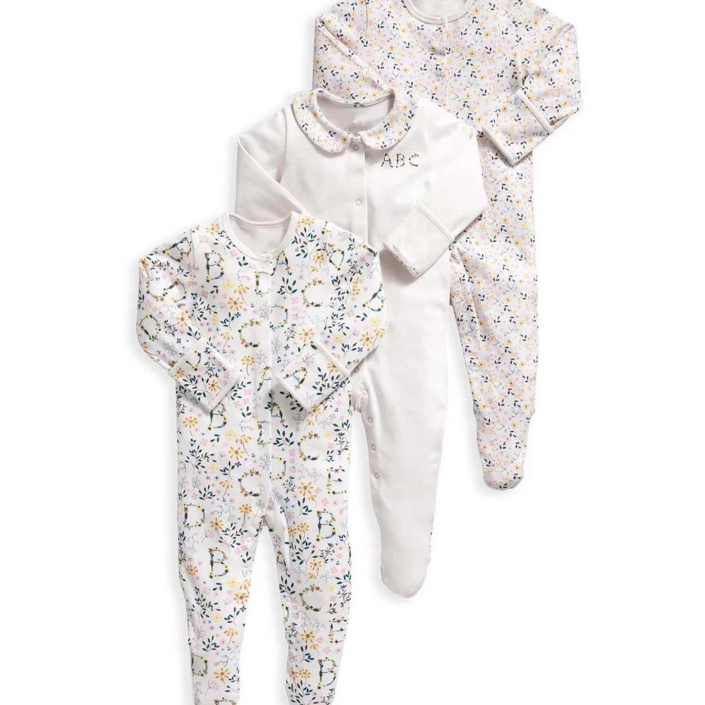 Детский комбинезон на весну и осень: Хлопковый ромпер-пижама с закрытыми ножками для новорожденных мальчиков и девочек