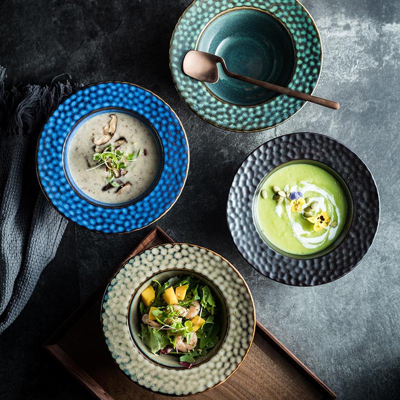 Обеденная тарелка в японском стиле для ресторана в западном стиле, для супа, глубокая керамическая тарелка в виде соты, блюдо для пасты, салатница