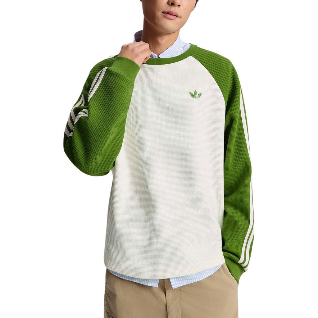 adidas Оригинальная футболка с длинным рукавом, вафельная, спортивная, свободная, в полоску, цветовые блоки, унисекс, tops KV8869