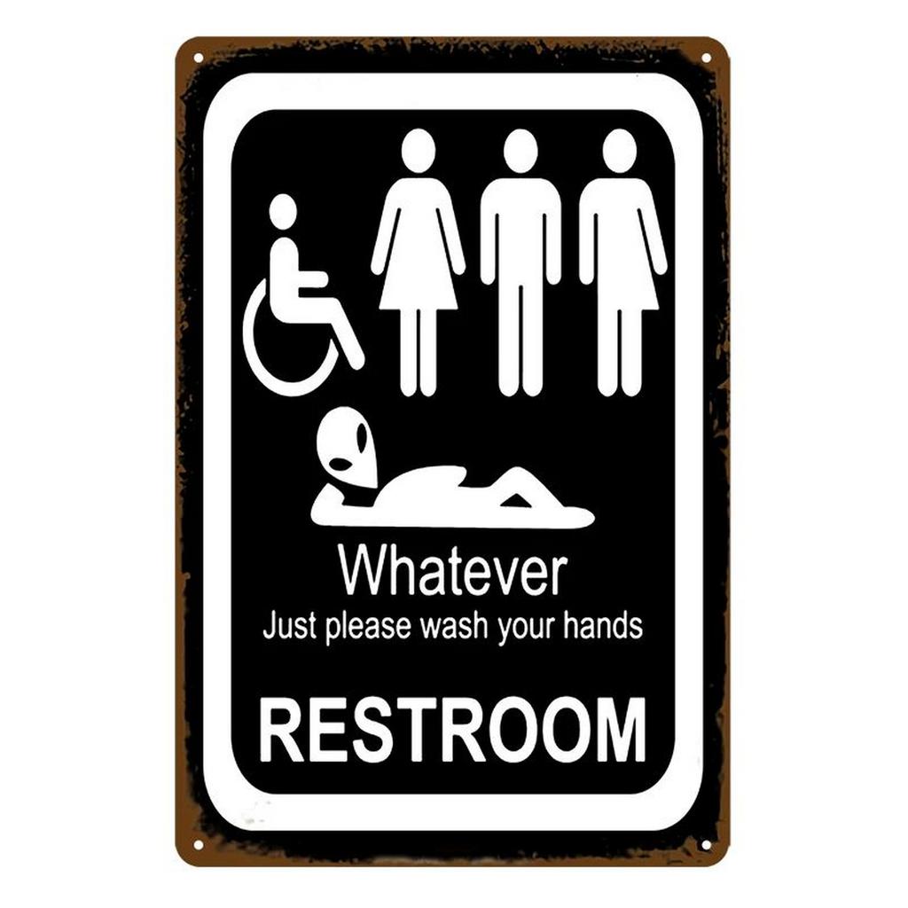 Metal Tin Signs Restroom Toilet Wall Decoration Plaque Vintage Art Poster Iron Painting for Man Cave Home Cafe Bathroom Club