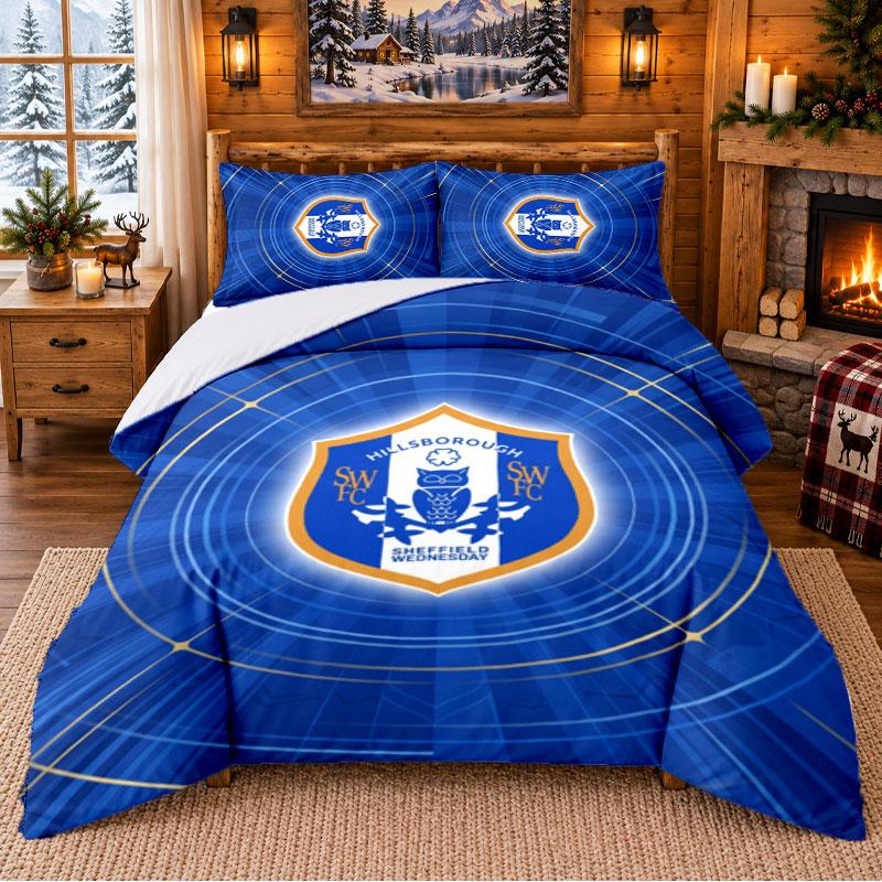 Printed 3Pcs Bedding Set Sheffield Wednesday Pattern Bed Sheet Pillowcase For Bedroom Decor