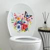 Butterflies Surround Flowers Toilet Sticker Home Decoration Toilet Lid Wc Universal Waterproof Decals Bathroom Accessories