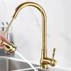 Antique Brass Kitchen Faucet Pull Out Spout Kitchen Faucet Black Single Hole Swivel Hot Cold Water Kitchen Mixer Tap Gold
