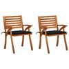 Day and Night - Day and Night Garden Dining Chairs with Cushions 2 Pcs Solid Acacia Wood