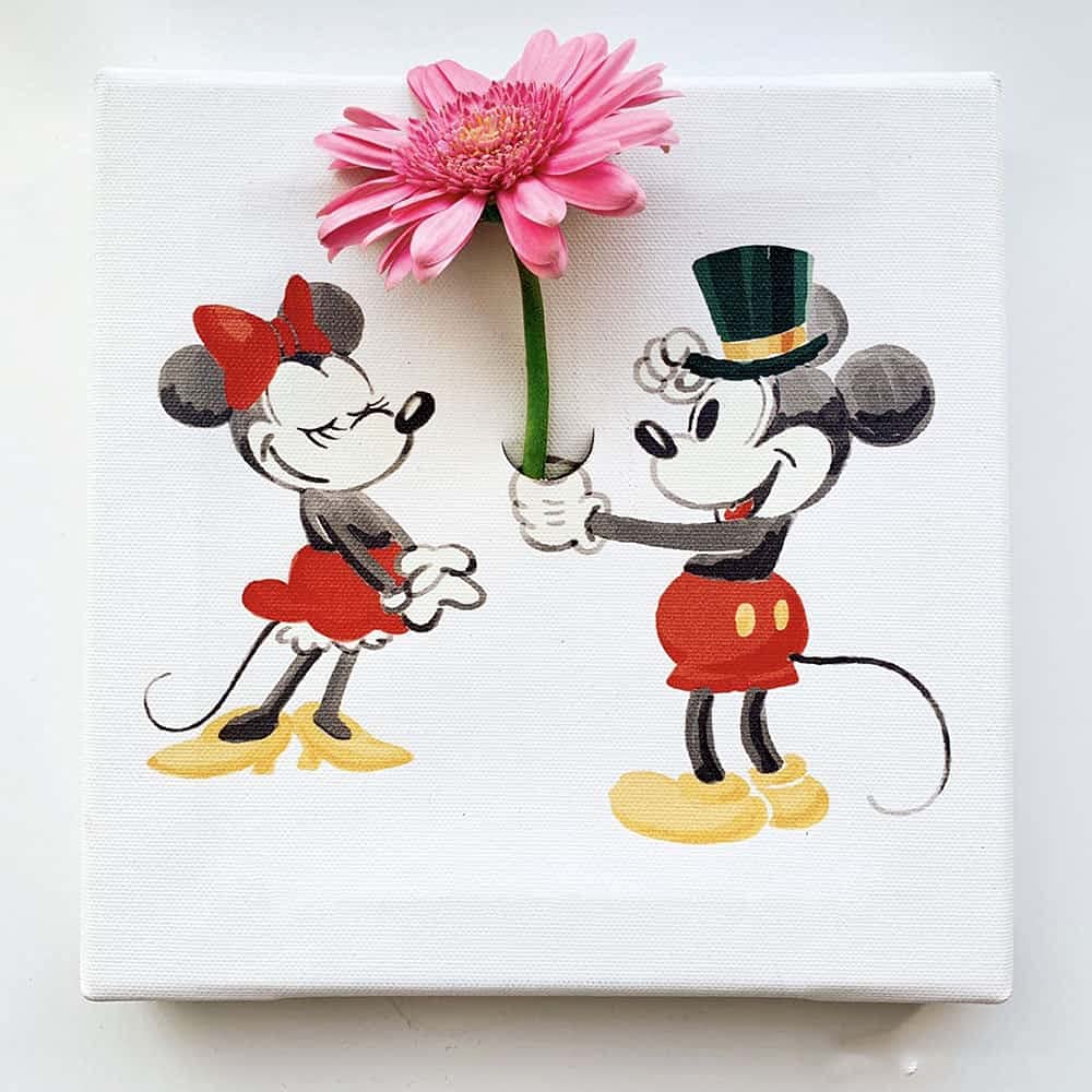 Lib Art Deli Постерная панель Disney Mickey IKEBANA 20 см x 20 см Сделано в Японии Легкая ткань Disney IKE-DSNY-1807-01
