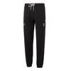 Letter Logo Embroidered Fleece Thick Lace-Up Cuffed Knitted Sports Pants Men Bottoms Black 625311-01