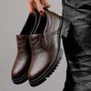 Genuine Leather Mens Work Boots Italy Platform Casual Shoes Luxury Brand Slip On Loafers Formal Mocassin Hombre Men Dress Shoes