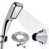 New 3Pcs/set  ABS Water Saving Rainfall Handheld Shower Holder Shower Hose Shower Head Set