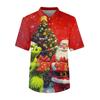 Men's Short Sleeve Button Lapel Christmas Print Chest Pocket Dry-nurse Top