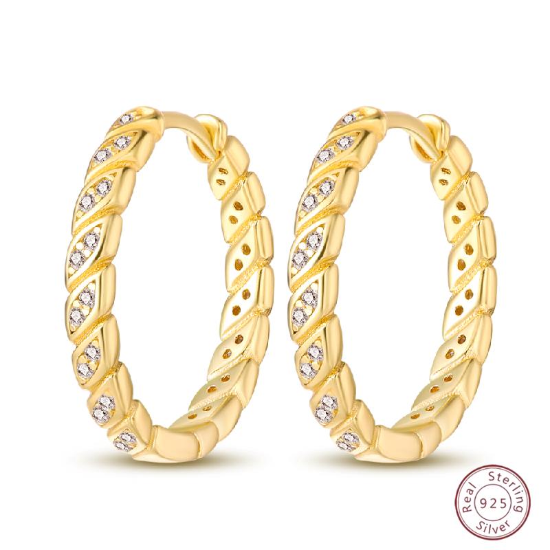 Серьги-кольца из серебра 925 пробы, минималистичные, золотые, круглые, модные, с застежкой-пряжкой с цирконием, свадебные украшения, подарок для женщин