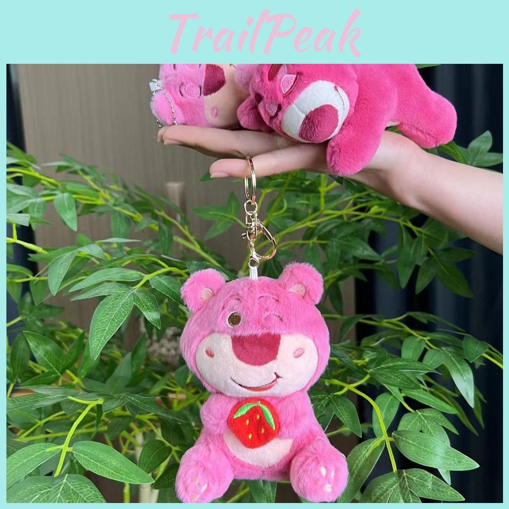 Pink Strawberry Adorable Bear Plush Toy Pendant Keychains Bags Accessories Girls