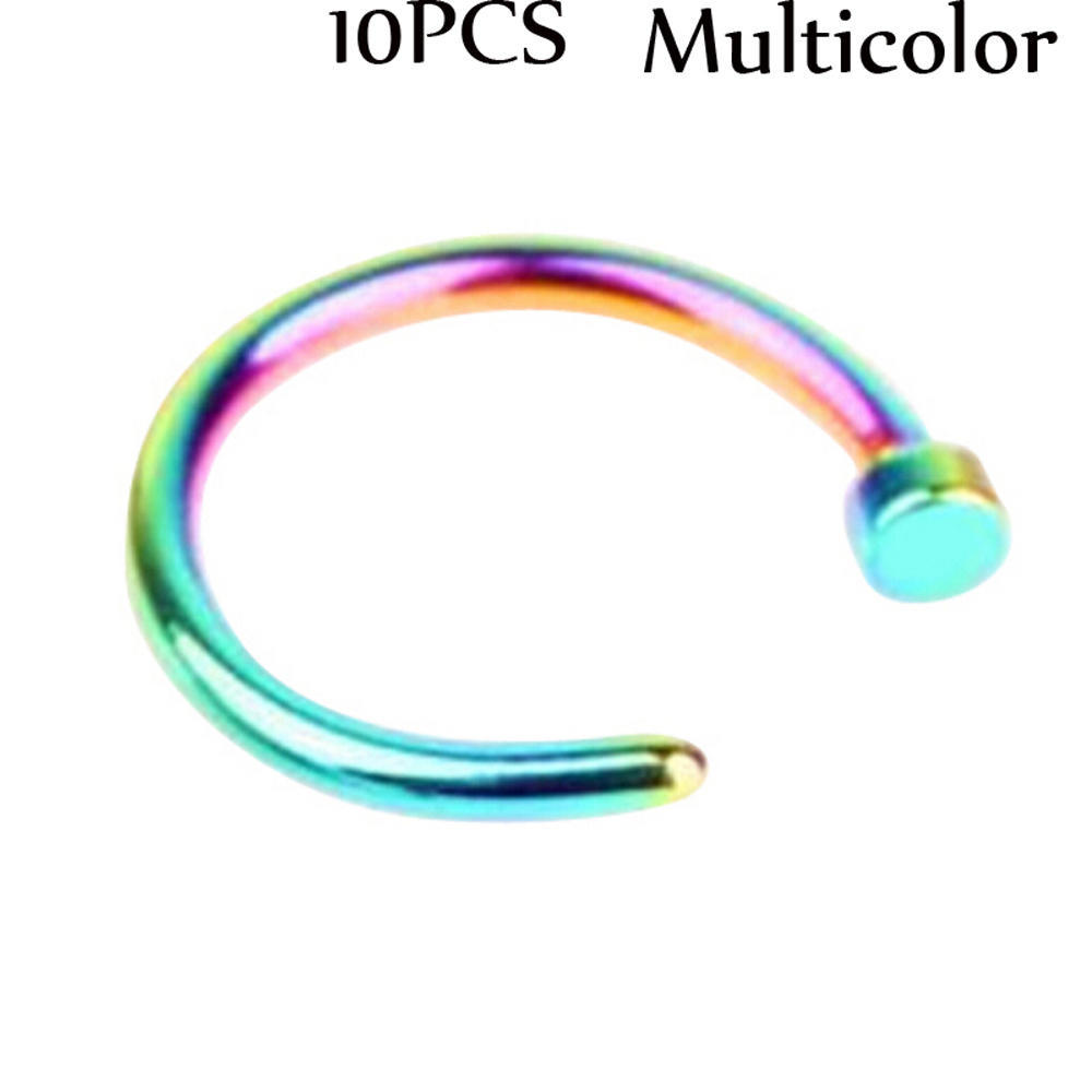 3/5/10PCS 8mm Fake Hoop Clip On Nose Ring Body Jewelry Non Piercing Nostril Hoop