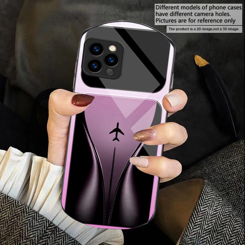 Самолет в постепенном полете Для iPhone 17 16 15 14 Pro 13 Plus 12 mini 11 Pro Max XR X S 7 8 Эллиптический закаленный стеклянный чехол для телефона