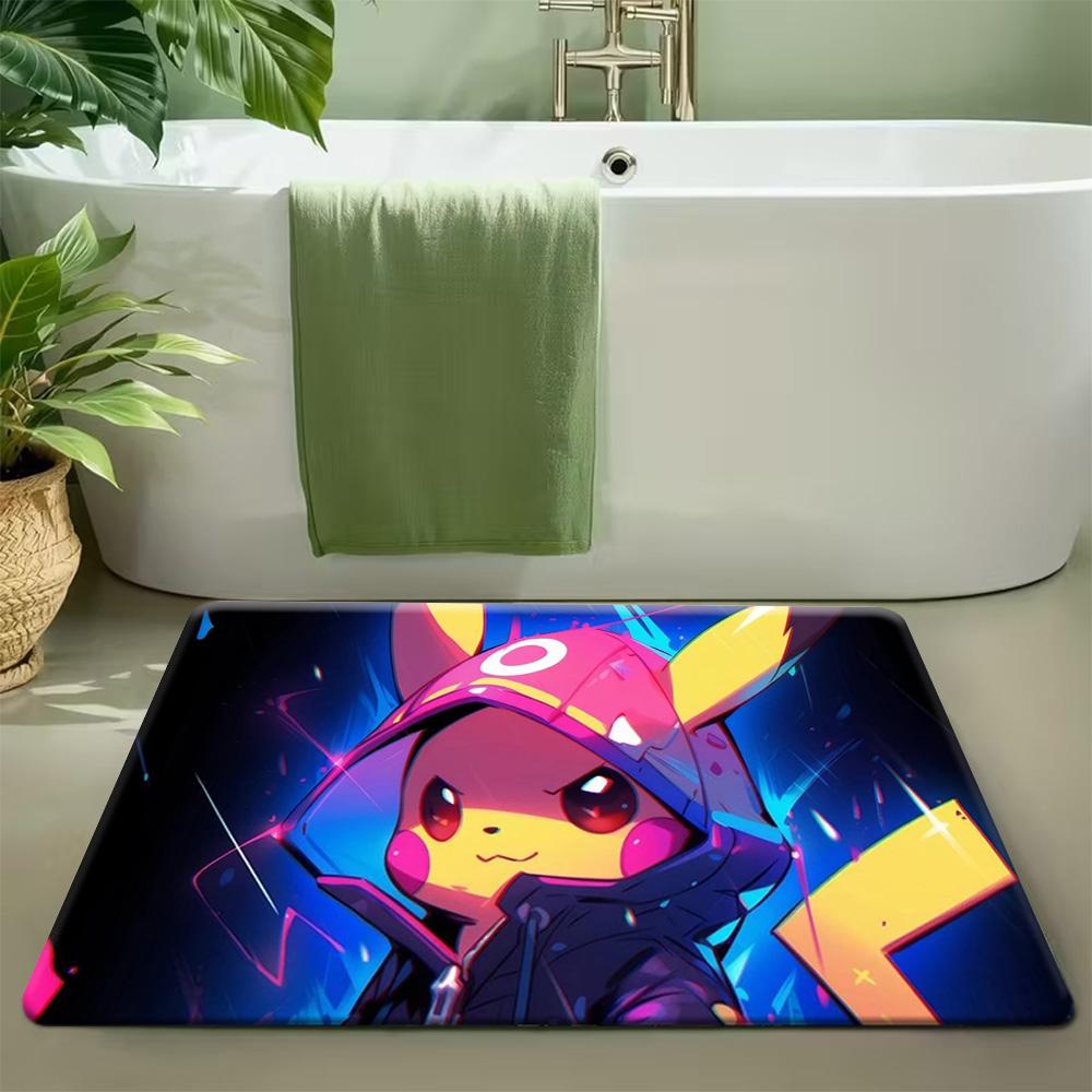 Pokemon Pikachu DJ Headphones Print Non-slip Doormat Soft Floor Mat for Home Decor