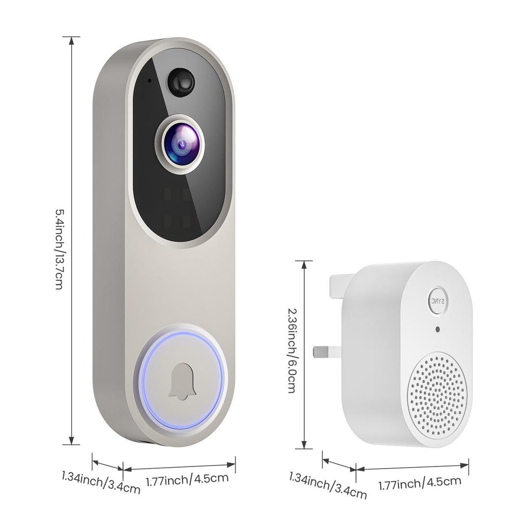 Умный беспроводной дверной звонок с камерой, голосовой домофон, WiFi HD, ночным видением и электронным глазком