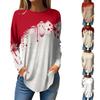 Women's Loose Round Neck  Print Long Sleeve T-Shirt Top Pullover