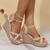 Fashion 2024 Wedge Sandals for Women's New Platform Cross Strap Fashion Shoes Female Summer Buckle Strap Sandal
