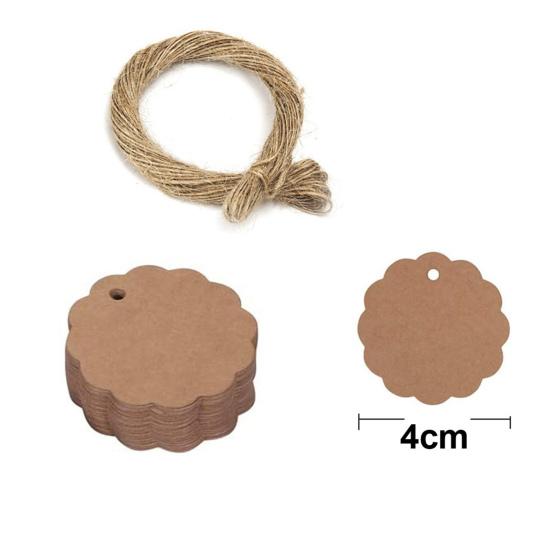 100Pcs Gift Tag with 20m Jute Twine Round/Heart/Rectangle Shaped Blank Design DIY Thick Wedding Thanksgiving Christmas Craft Tag Party Favors