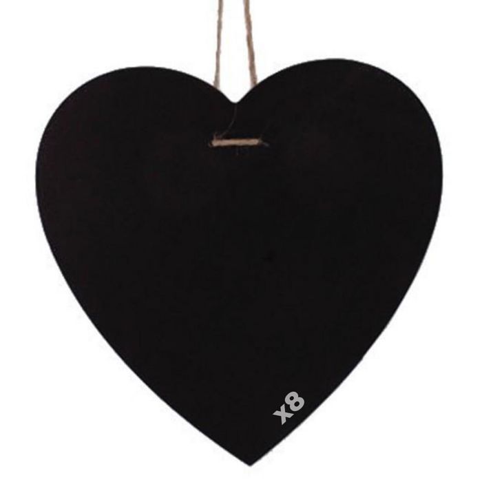 8 Slate Hearts To Hang - 23 X 23 Cm