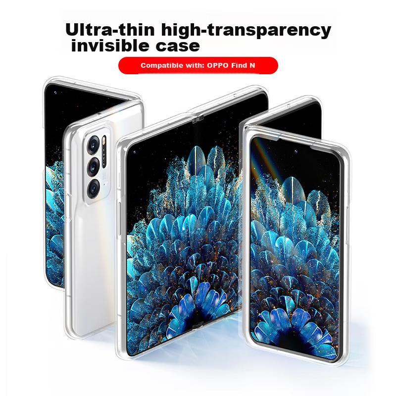 Yisika Foldable Phone Case for OPPO Find N, 5G Full Protection Shockproof Ultra-Thin Transparent Cover, Simple Hard, JK129 White