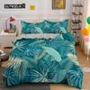Tropical Botanical Leaves King Queen Duvet Cover Green Palm Leaves Polyester Bedding Set for Kids Teens Adults with Pillowcase