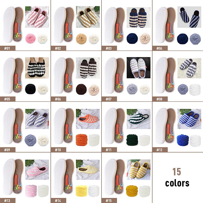 Зимние домашние тапочки своими руками крючки подошвы крючки мягкая нижняя подошва + вязание шерстяные полосатые тапочки своими руками ручная работа материал для обуви