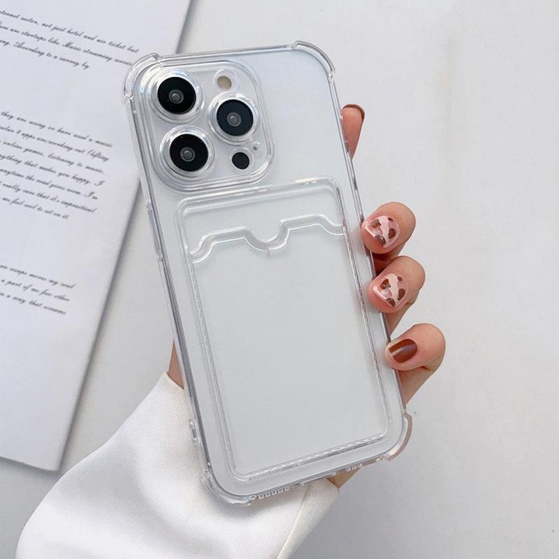 Shockproof Card Slot Silicone Soft Case Cover For Iphone 16 Pro Max 15 14 13 12 Pro MAX 12 Pro 11 X XR XS 7 8 Plus Clear Mobile Phone Case