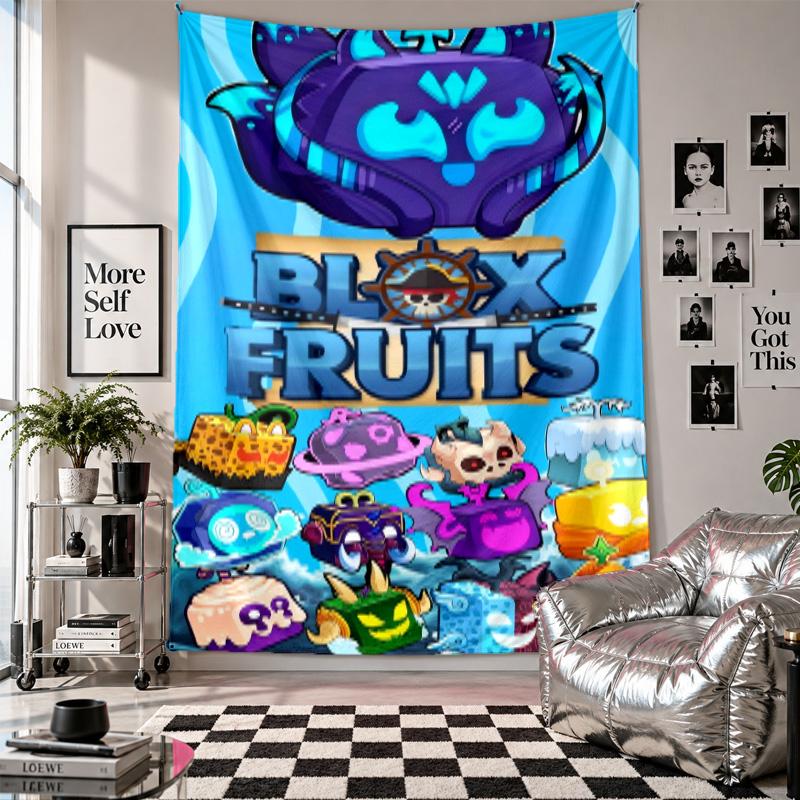 Настенный гобеленИскусство Blox Fruits Подвесная ткань Декоративное покрытие-фон для украшения комнаты