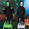 Halloween Grim Reaper Costume for Kids Glow-in-the-Dark Cosplay Outfit with Scythe