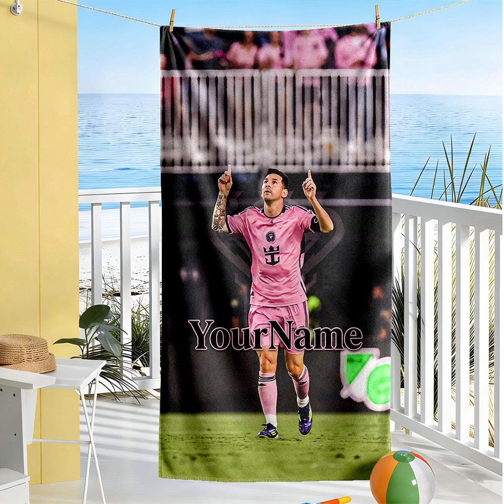 Messi Customizable Name Beach Towel Super Soft & Absorbent Portable for SwimmingBeachCamping Travel Beach AccessoriesGym