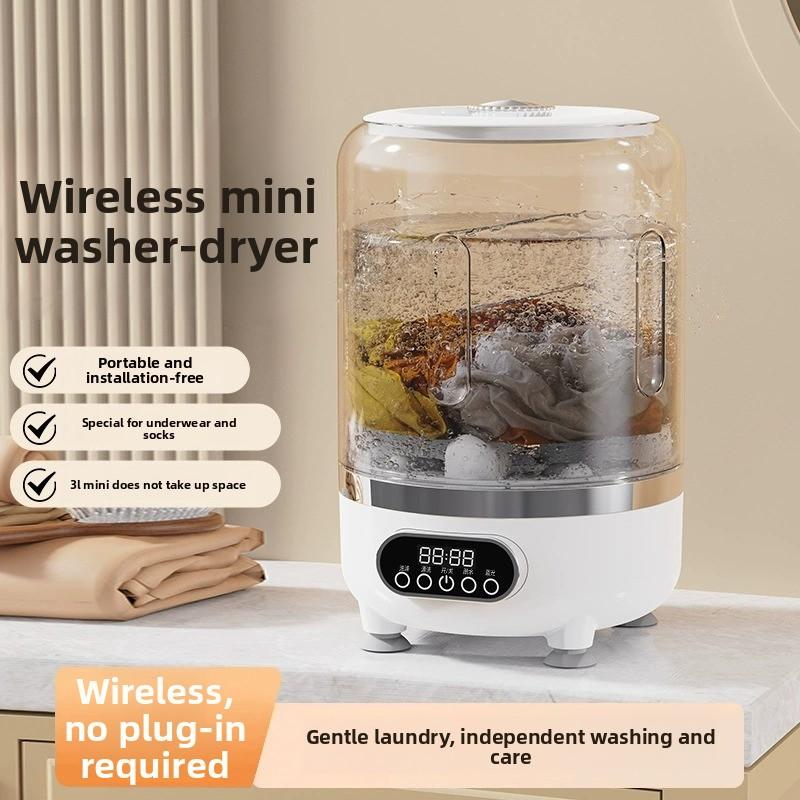 Mini lavadora portátil inalámbrica para ropa interior y calcetines, recargable y compacta