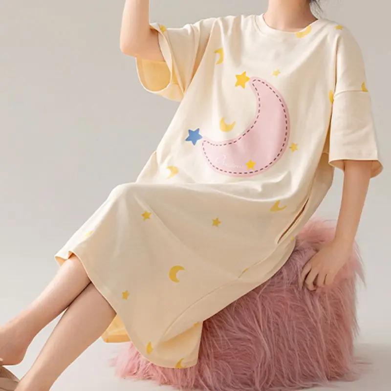 Plus Size Summer Women Nightgown Brand New Anti-bacterial HQ Nightdress Short Sleeves Sleepshirt Casual Dress