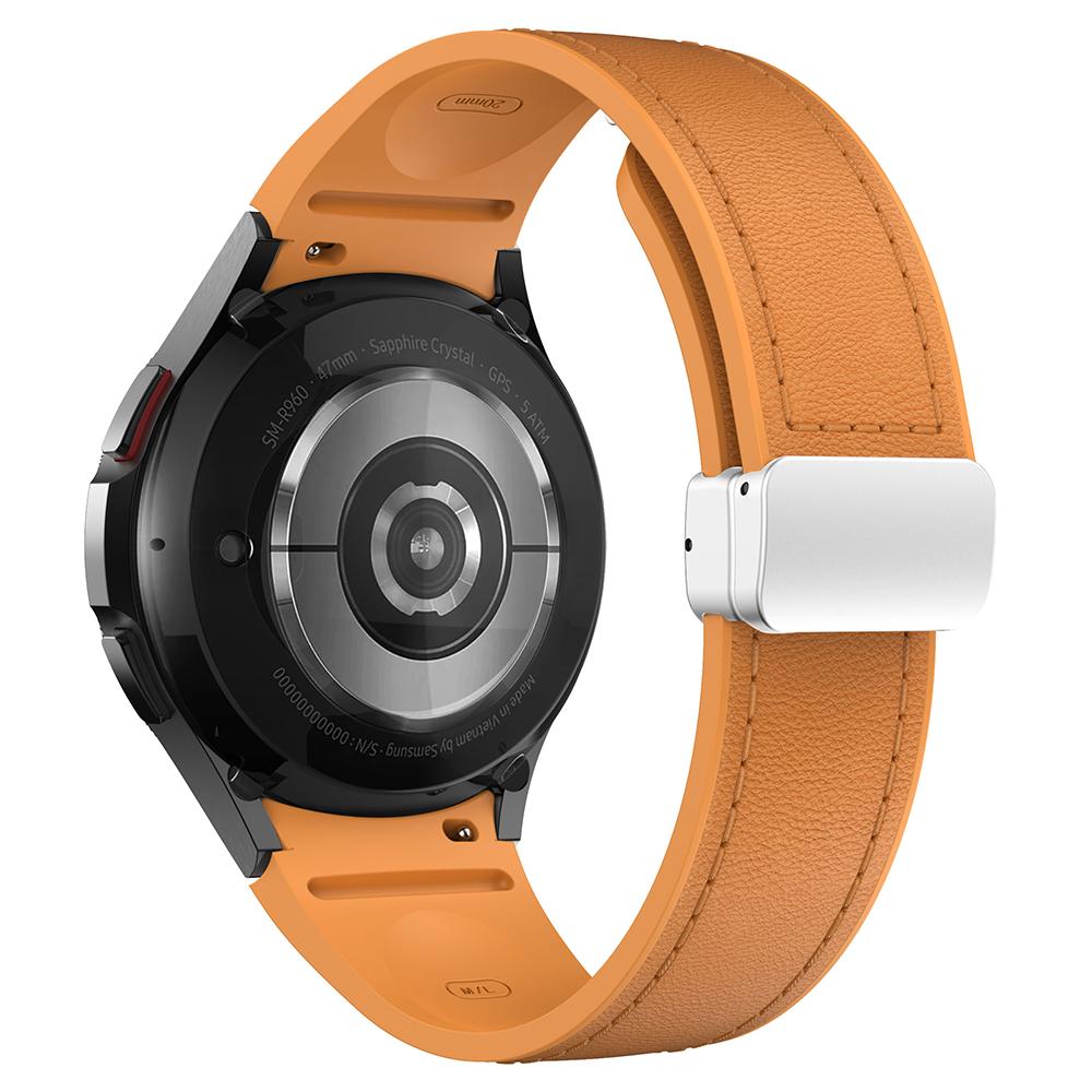 For Samsung Watch FE 40mm/Watch4 Classic Active/Watch 5/Watch6 Classic Silicone+Leather Band Smartwatch Strap