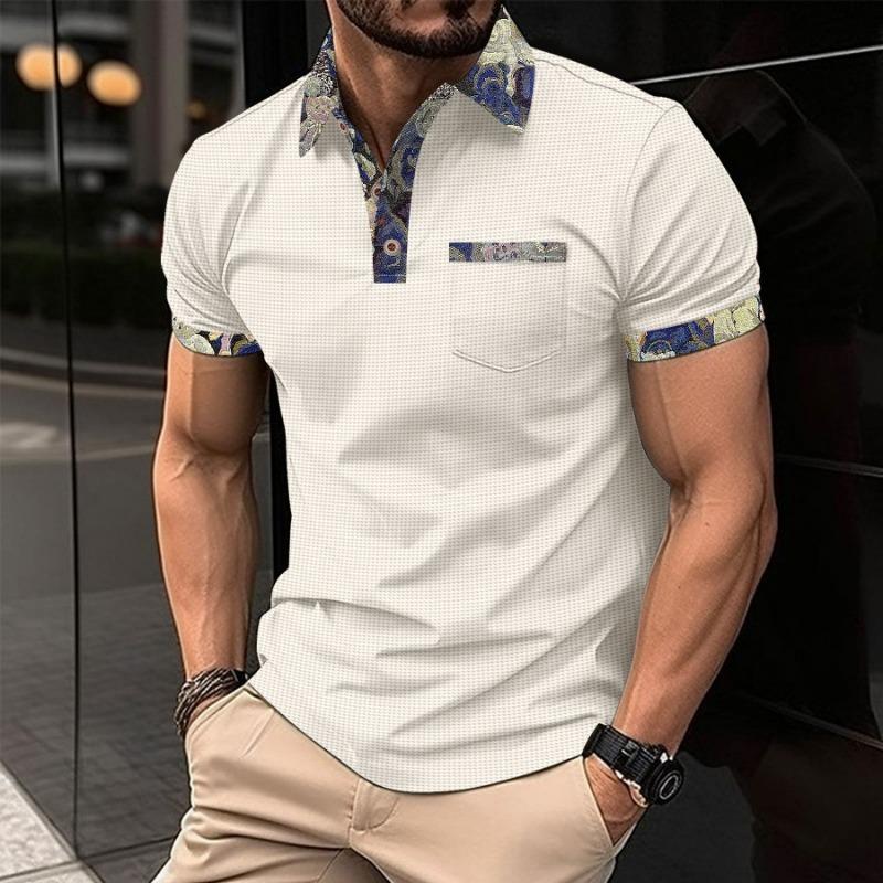 Waffle Color Blocked Pocket Short Sleeved Casual T-shirt Top