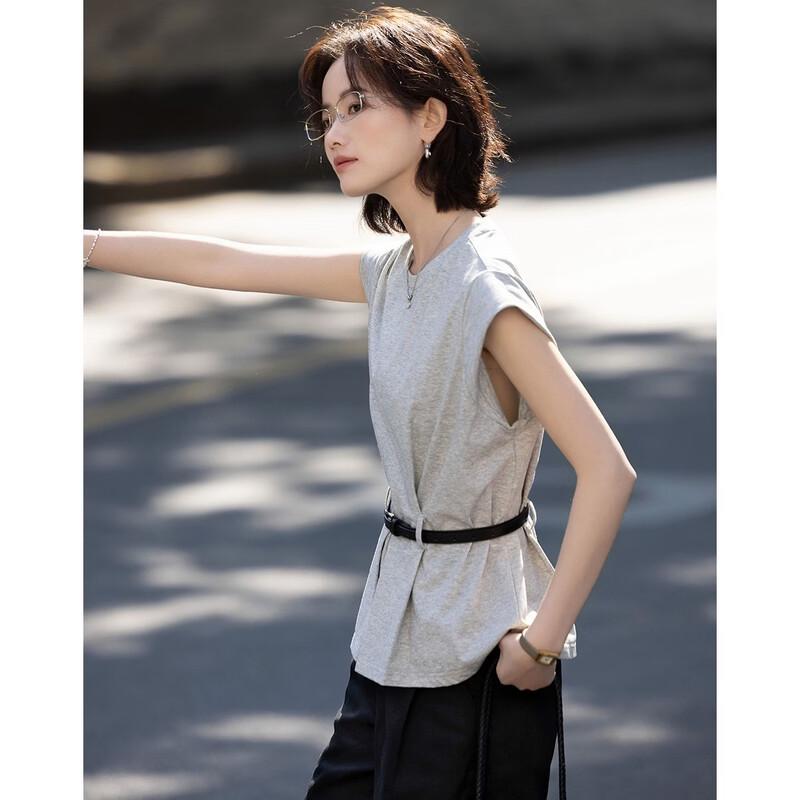 Demana Women's Summer Slimming Flutter Sleeve Pleated T-Shirt