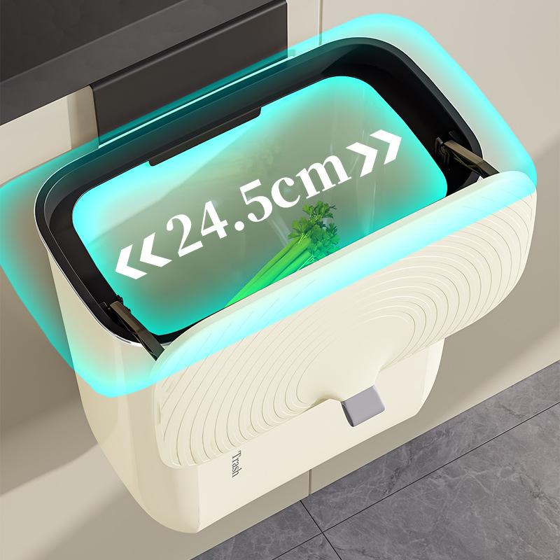 Hanging Trash Can for Kitchen Cabinet Door with Lid,Wall Mounted Counter Waste Compost Bin