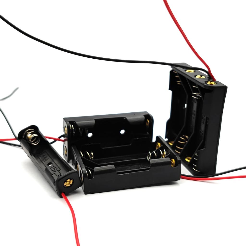 1x 2x 3x 4x AAA Battery Box Case Holder with Wire Leads Side By Side Battery Box Connecting Solder for 1-4pcs AAA Batteries