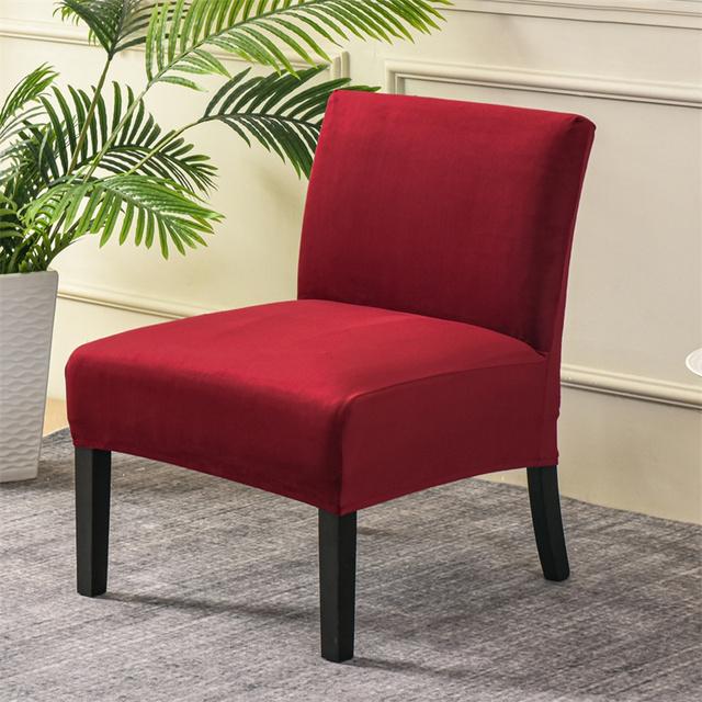 Velvet Armless Chair Cover Solid Single Sofa Slipcover Nordic Accent Stretch Chair Covers Elastic Cheap Couch Protector Cover