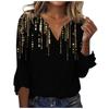 Женский топ, свободные повседневные однотонные блузки с v-образным вырезом, футболка с рукавом 3/4 и колокольчиком