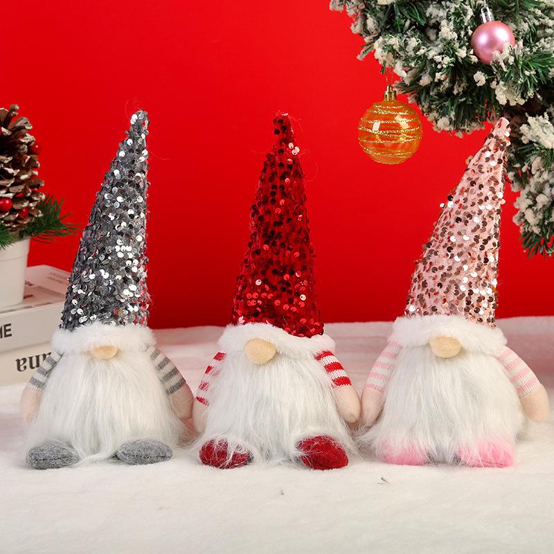 New Christmas decoration Christmas sequins luminous Rudolph doll Santa Claus faceless doll ornaments
