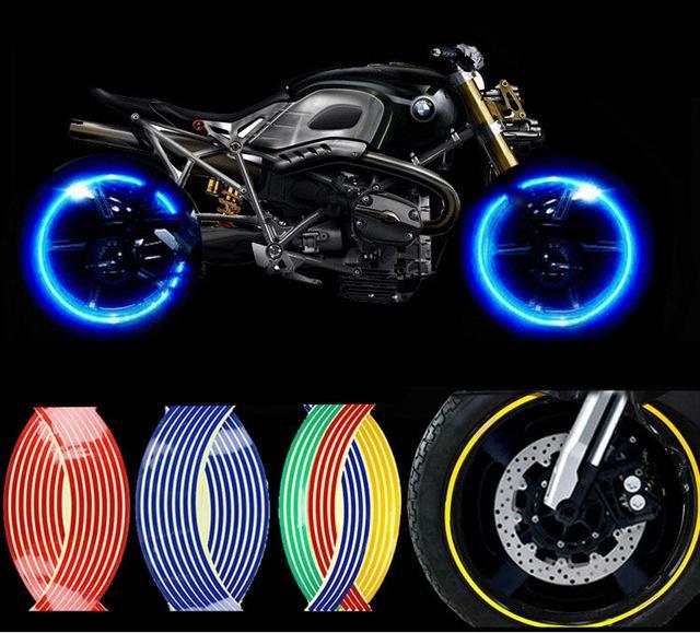 16Pcs Sticker Reflective Rim Stripe Tape Tape Pet Reflective Decal Sticker Bike Motorcycle Car