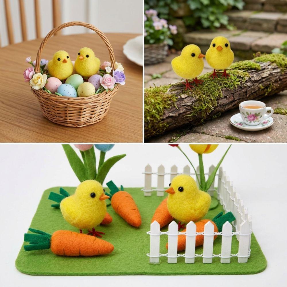 Flocking Plush Chicken Ornament Realistic Mini Chicken Toy Cute Plush Chicks Home Decor