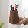 Подставка из орехового дерева для ручек и кистей для макияжа - Креативный цилиндр для хранения на рабочем столе