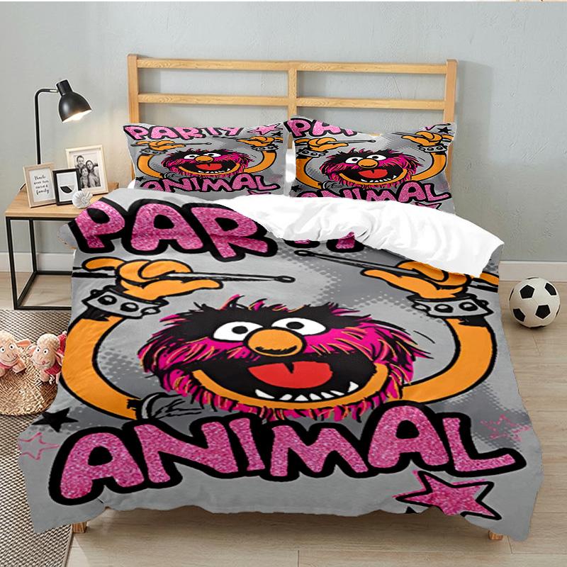 Muppet Show: Friendship Adventure 3PCS Bedding set,Ideal for 1pc Duvet Cover And 2pcs Pillowcases Perfect for Fan gift,Ideal for Bedroom, Dormitory